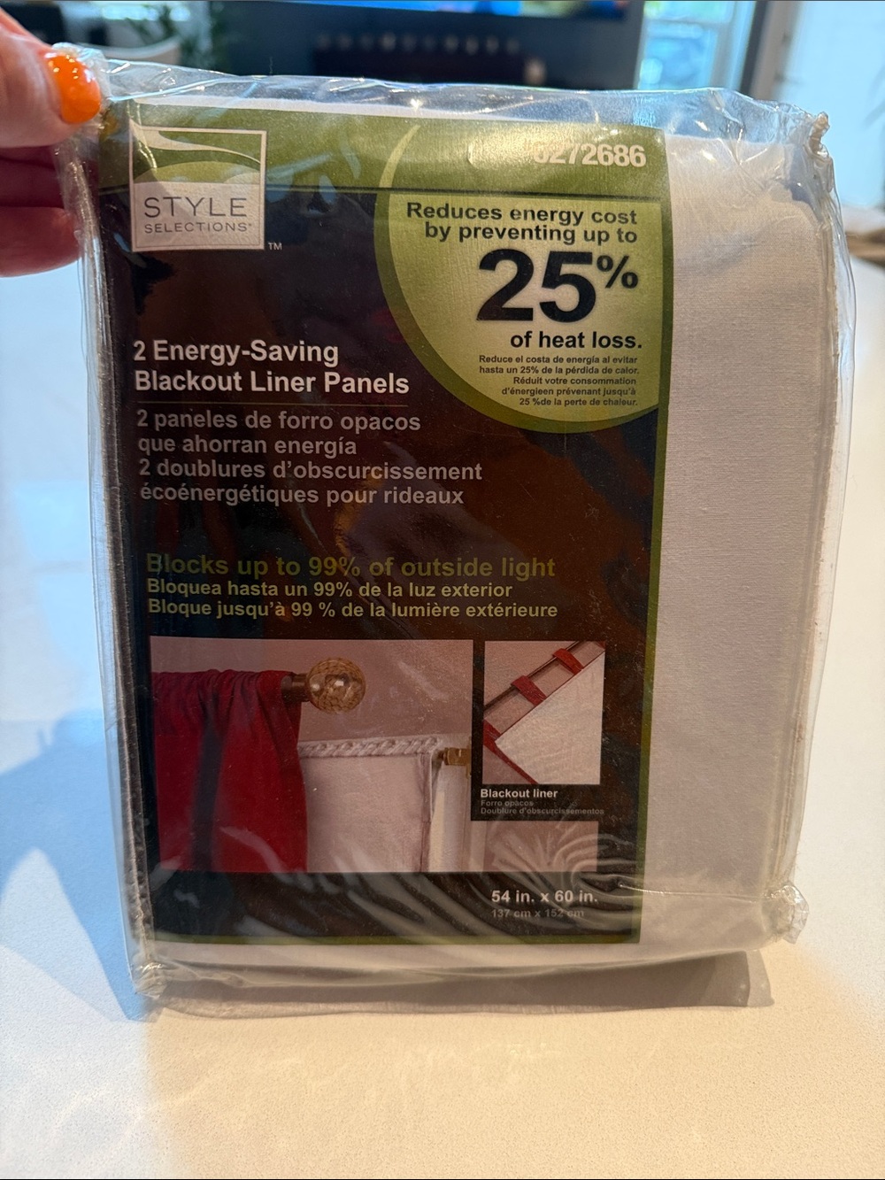 🆕 White Energy-Saving Blackout Liner Panels (2 Pack) 54” x 60”
